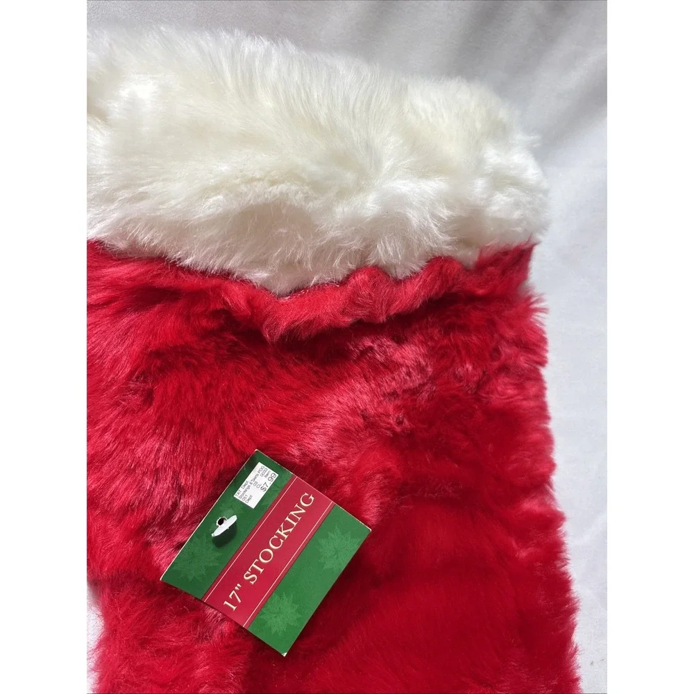 NEW RED CHRISTMAS STOCKING‎ WHITE FAUX FUR CUFF TARGET 17